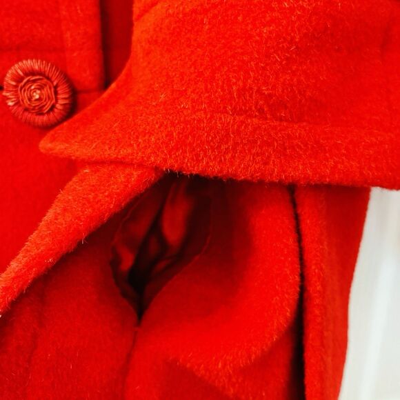 Vtg Styled by Stratton Red Wool Coat Mink Fur Collar 50s 60s Jackie O Union USA - Picture 12 of 16